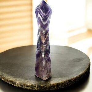Chevron Amethyst with Smokey Amethyst Point